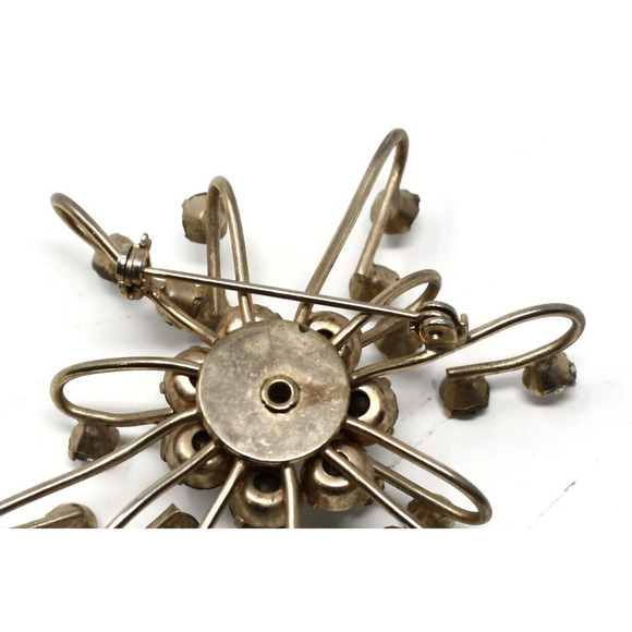 Vintage 50s Rhinestone Atomic Star Burst Pin 3D Style 2 1/2" Across - Hey Viv - Picture 4 of 5